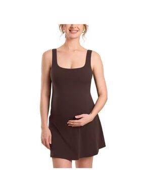 Momanda Women's Maternity Tennis Dress Size Large Hot Fudge Brown Sleeveless